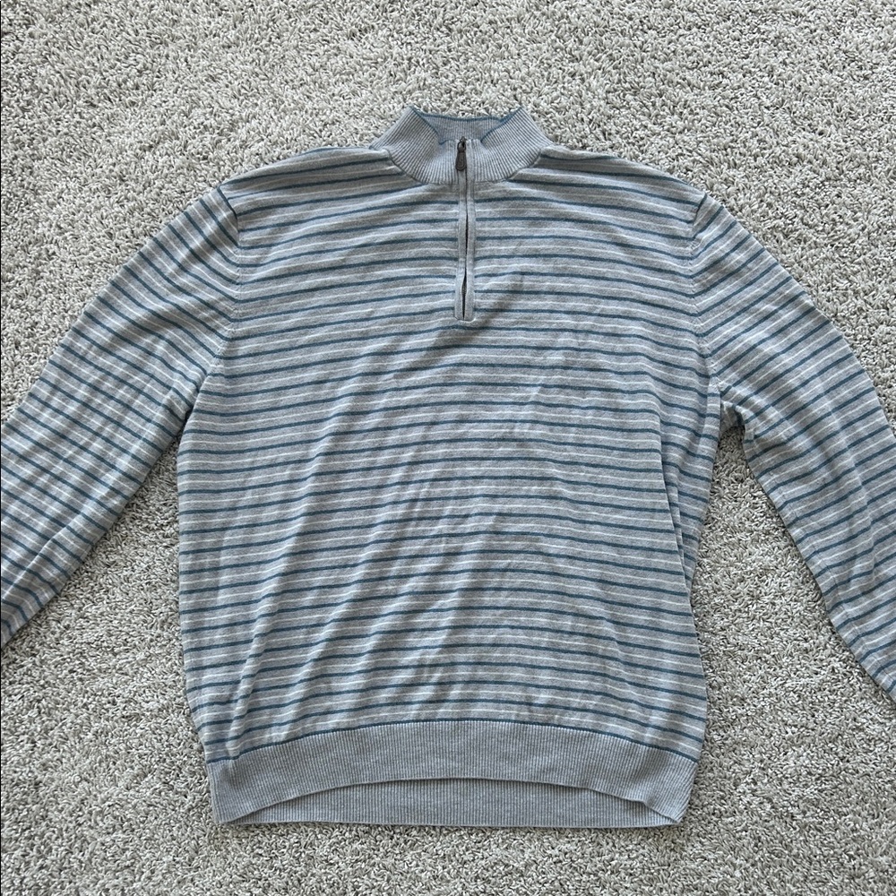 Johnnie-O Striped Quarter Zip Pullover –Golf Sweater – Men’s XL